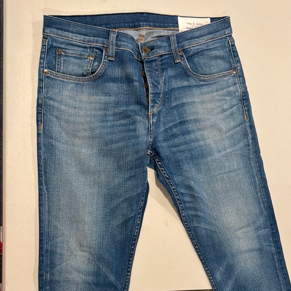 Rag & Bone Blue Skinny Jeans with Modern Fading
